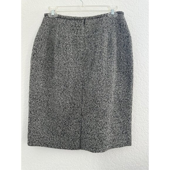 EVAN PICONE Pencil Skirt Tweed 8 Marled B&W 81% Worsted Wool Preppy Old MoneyVTG - Picture 2 of 10